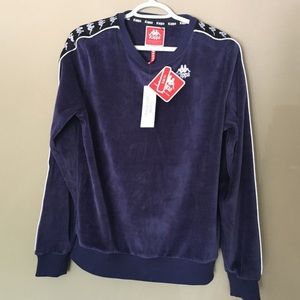 NWT RARE navy blue kappa velour sweater.